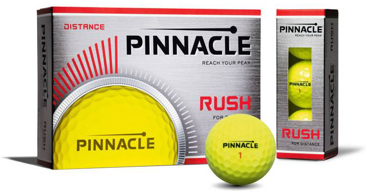 Pinnacle Rush yellow golfballen te bedrukken bij Golfbaldrukkerij.nl